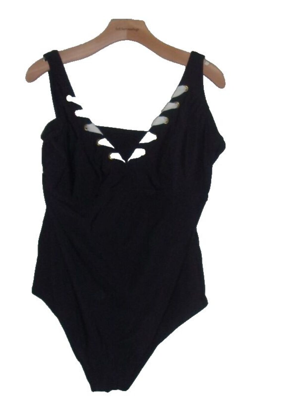 Delta Burke Swimsuit Sz. 22W  One Piece Black Tummy Control V-Neck Style 132 NWT